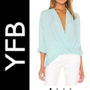 YOUNG FABULOUS & BROKE Aqua Corinne Top